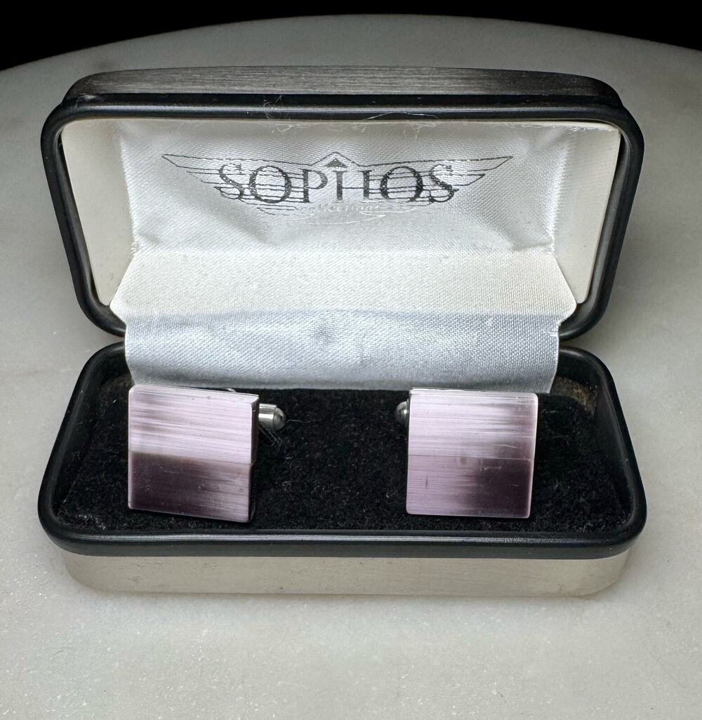 Vintage SOPHOS Cufflinks Purple Two Tone